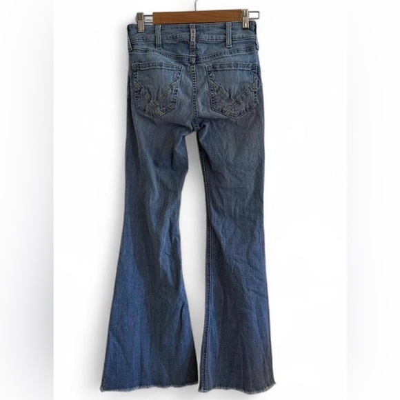 Ariat REAL Denim Flare Jeans Raw Hem Light Wash Western Boho Size 25S - Picture 5 of 9